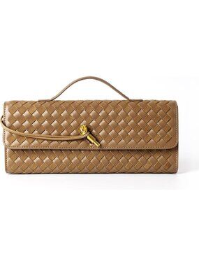 〽️Women's Brown Woven Leather Suede Evening Clutch Crossbody Bag Formal Handbag